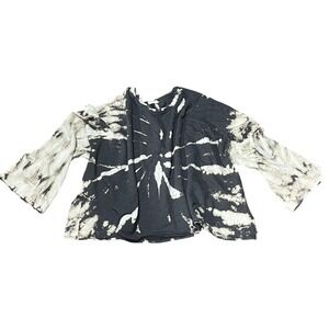 Blue Buttercup Tie Dye Bell Sleeve Top Terry Cloth‎ Crop Top Size  S